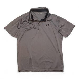 Under Armour HeatGear Polo – Charcoal XL Stretch Micro-Stripe Performance